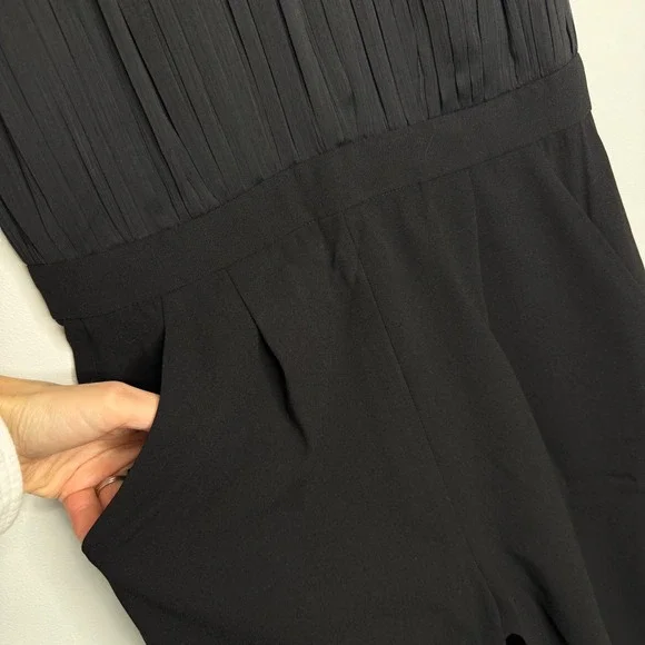 E1 Alice + Olivia Black Pleated Open Back Sleeveless Jumpsuit Size 0 - Picture 11 of 12